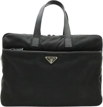 Prada Pre-owned Nylon Briefcase - Dames - Vintage Handtas - Zwart - ONE Size - Nylon - Vintage