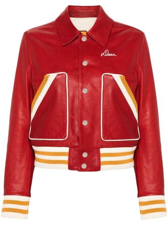 Dsquared2 Varsity leather bomber jacket - women - Calf Leather/Cotton/Wool/Elastane/Polyamide/Polyester - 38