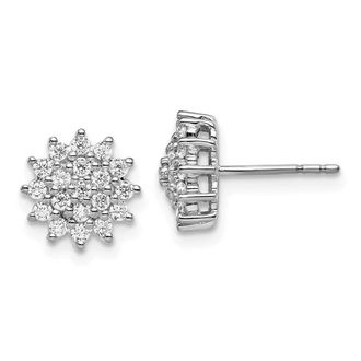 Diamond2Deal 14k Gold 0.55 ct Lab Grown Diamond Cluster Stud Earrings VS Clarity, G-H Color