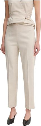 Sandro Ferrone Slim-fit Broeken - Dames - Slim Fit Broeken - Beige - M - Leer - Broeken