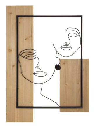 Mauro Ferretti Panel De Pared Faces Hierro Y Madera Cm 63x2x90