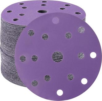 OEM Discos Abrasivos De 150 Mm, Papel De Lija De Grano 400, 50 Piezas, 15 Agujeros, Discos De Lijado Para Lijadoras Orbitales Aleatorias (morado)