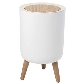 OEM Papelera De Suelo Para Ba&ntilde;o Con Apertura Mediante Pulsador - 7 L - Apertura Mediante Pulsador - Madera De Dise&ntilde;o