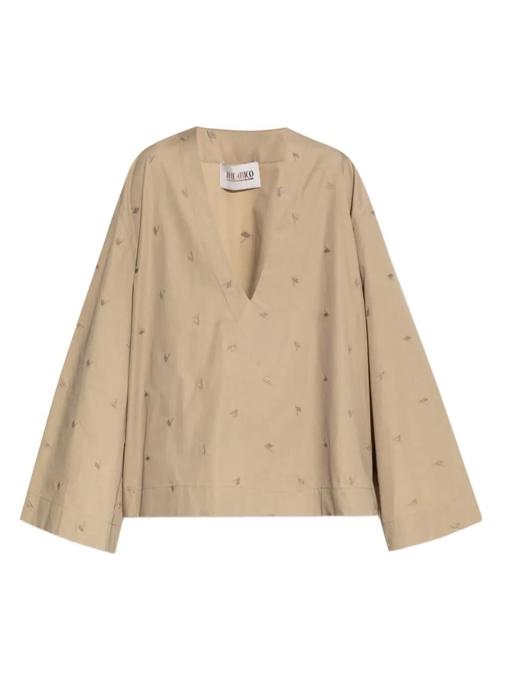 Tシャツ・カットソー THE ATTICO EMBROIDERED ETTE BLOUSE The Attico lace-trim Shirt | White | FARFETCH