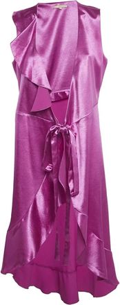 Maje satin ruffled wrap dress - Pink