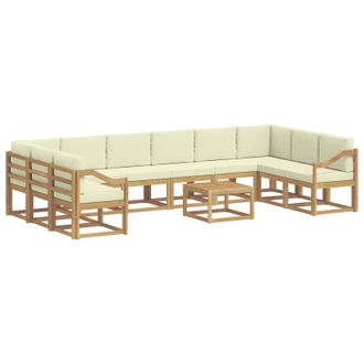 vidaXL Conjunto De Sof&aacute;s De Exterior 11 Uds. Blanco Y Crema Vidaxl