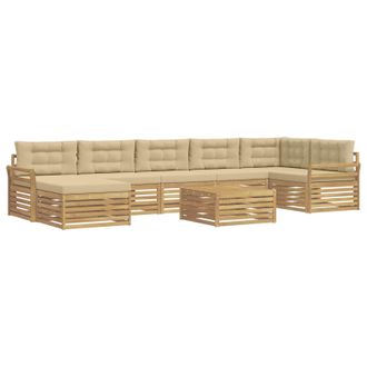 vidaXL Set Di Divani Da Esterno 8 Pz Bianco E Beige Vidaxl