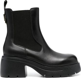 Liu Jo Black Carrie 19 Leather Chunky Elastic Panel Boots