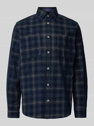 Tom Tailor Regular Fit Freizeithemd aus reiner Baumwolle mit Cord-Karomuster in Dunkelblau, Gr&ouml;&szlig;e XL
