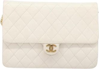 Chanel Pre-owned Vintage Shoulder Bag - Dames - Vintage Schoudertas - Wit - ONE Size - Leer - Vintage