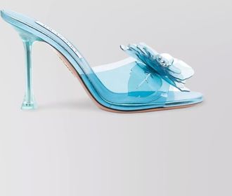 Aquazzura heeled lambskin mules with crystal embellishment