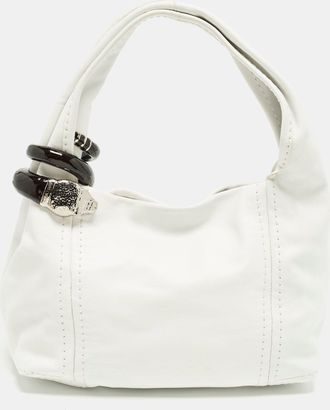 Jimmy Choo London Saba White Leather Hobo
