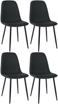 Clp Set de 4 sillas con patas de metal y asiento en tela negro