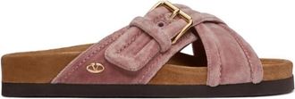 Valentino Garavani Fussfriend Velvet Slide Sandal 30Mm In Pink