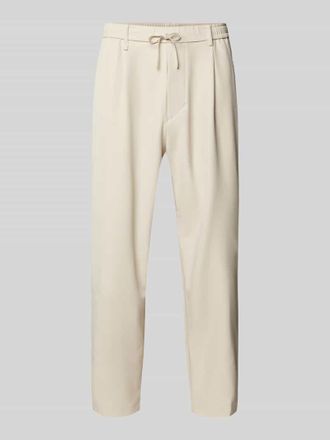 HUGO BOSS Relaxed Fit Bundfaltenhose mit elastischem Bund in Beige, Gr&ouml;&szlig;e 54