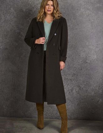 Live Unlimited London Womens Olive Double Breasted Coat - Green - Size: 28