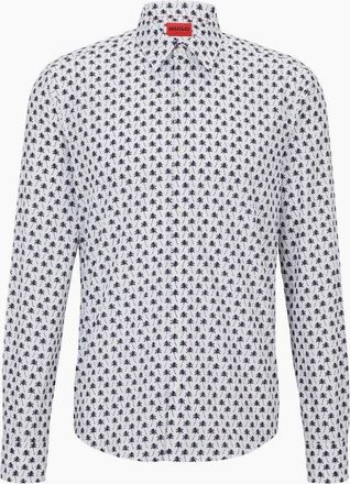 HUGO BOSS Mens Collared Neck Long Sleeve Regular Fit Shirt - White - Size: 42/Regular