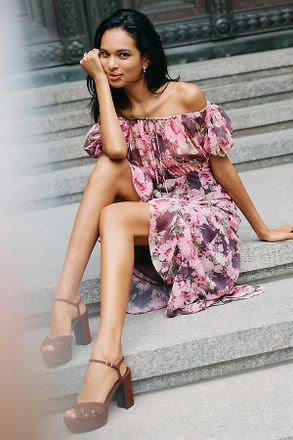 For Love & Lemons Adelie Puff-Sleeve Midi Dress