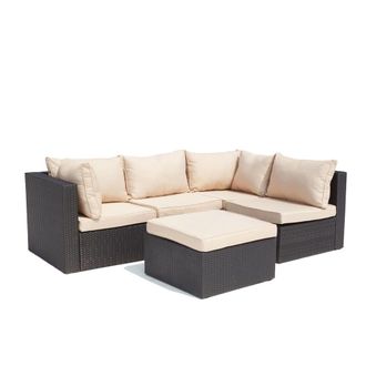 Concept Usine Conjunto modulares de jard&iacute;n de resina trenzada 5 plazas beige