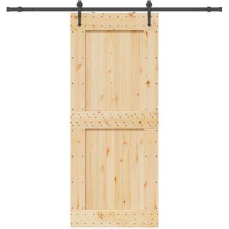 vidaXL Puerta Corredera Con Herrajes Madera Maciza De Pino 95x210 Cm Vidaxl