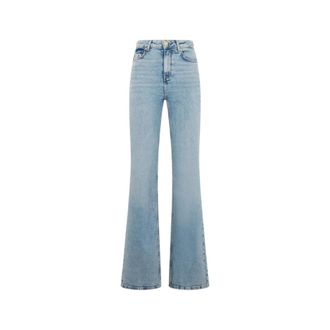 Roberto Cavalli Jeans, Dames, Blauw, M, Katoen, Flared Jeans Met Monogram RC