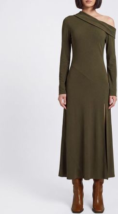 Alberta Ferretti Abito midi slim fit asimmetrico in viscosa con spacco