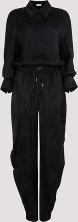 The Attico Black Overall Viscose Jumpsuit