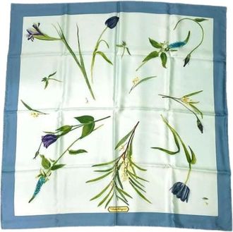 Ferragamo Pre-owned Scarves, female, Blue, Size: ONE SIZE Pre-owned Silk Scarf