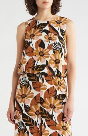 Adrianna Papell Sleeveless Bubble Hem Top in Cream Tapenade Floral at Nordstrom Rack, Size X-Small