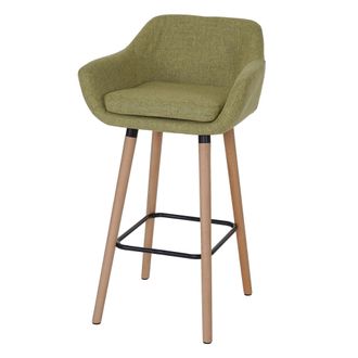 Hhg Taburete De Bar/silla De Mostrador X1 Con Reposapi&eacute;s En Tela Verde Claro 040005302