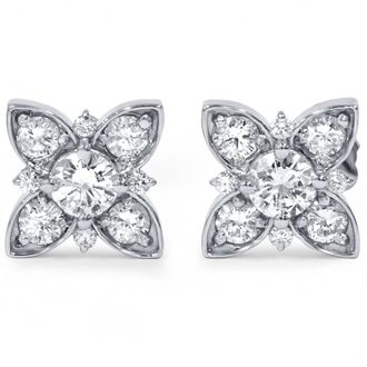 Pompeii3 1 ct Floral Starburst Diamond Studs 14K White Gold