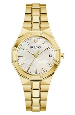 Bulova Prestige Bracelet Watch, 39mm x 39mm in Gold-Tone at Nordstrom