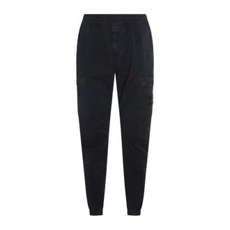 Stone Island Cotton Cargo Broeken - Heren - Straight fit broeken - Blauw - W30 - Katoen - Broeken