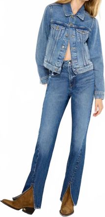 Good American Good Icon Twisted Slit Jeans In Blue
