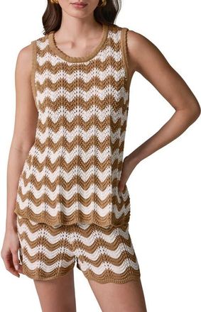 DKNY Scallop Stripe Sleeveless Pointelle Sweater in Fawn/cream at Nordstrom, Size X-Small