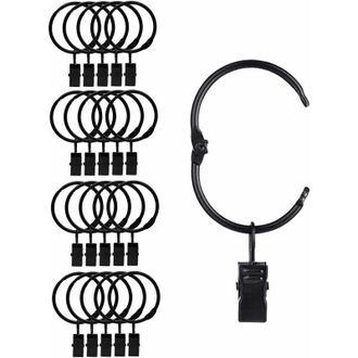 OEM 20 Anillas Met&aacute;licas Para Cortinas, De F&aacute;cil Apertura Y Cierre, Di&aacute;metro Interior De 38 Mm, Para Cortinas Pesadas Y Ligeras (negro) - Crezuo