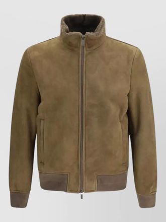 Salvatore Santoro suede high-neck bomber jacket