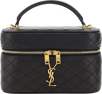 Saint Laurent Womens Leather Handbag Vanity Gaby Black Calf Shoulder Bags