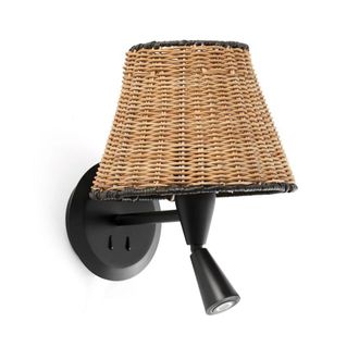 Faro Barcelona Aplique De Pared Con Lector Negro/rat&aacute;n Sumba 64309-71