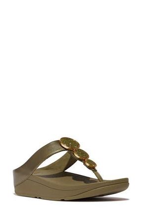 FitFlop Halo Platform Wedge Flip Flop in Metallic Camo-Green at Nordstrom Rack, Size 11