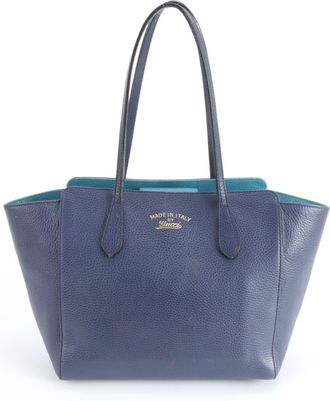 Gucci Brown Navy Handbag Shoulder Bag Tote Bag (Pre-Owned)