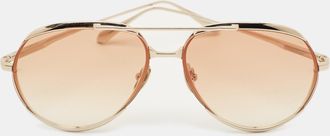 Linda Farrow Brown/gold Tone Gradient Matisse Aviator Sunglasses