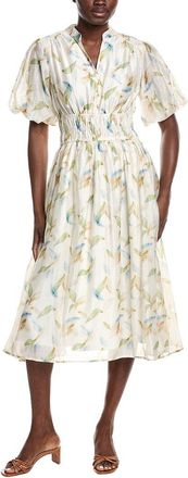 Gracia Puff Sleeve Elastic Waist Midi Dress