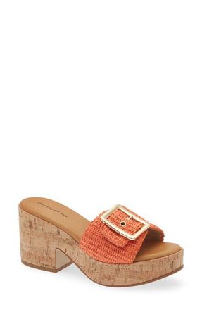 Chocolat Blu Gani Platform Slide Sandal in Orange Raffia at Nordstrom, Size 8-8.5Us