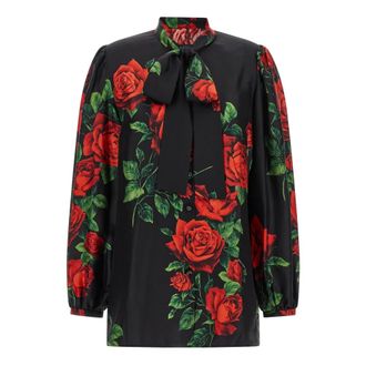 Dolce & Gabbana Camicia in Seta con Stampa Floreale - - Blouses & Shirts - Donna - Multicolore - M