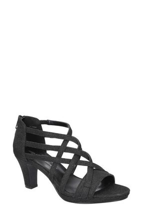 Easy Street Amaze Caged Heeled Sandal - Multiple Widths Available in Black Glitter at Nordstrom, Size 7.5