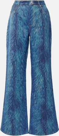 Area Embellished fur-print flared jeans