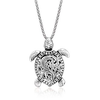 Ross-Simons Sterling Silver Turtle Pendant Necklace