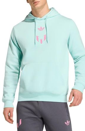 adidas Messi Fleece Hoodie in Semi Flash Aqua// at Nordstrom, Size X-Large R