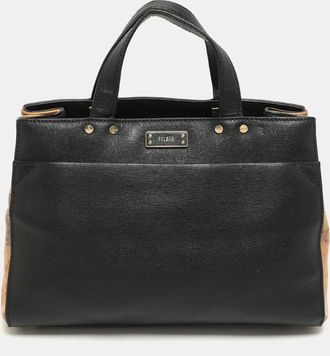 Alviero Martini 1A Classe Black Coated Canvas And Leather Satchel